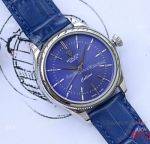 Copy Rolex Cellini Time 40mm Watch Blue Dial Blue Leather Strap